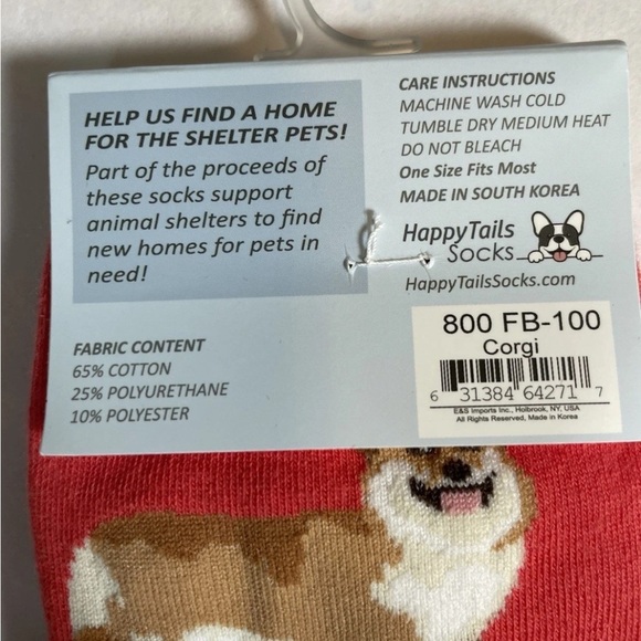 Corgi Dog Breed Novelty Socks Unisex Happy Tails Red 200 Needle Cotton Blend NEW - Picture 4 of 6